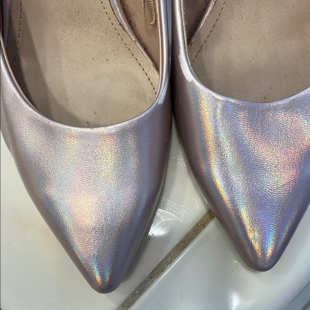 H&M Women's Shimmering Holographic Icy Pink 2 in heel Size 38 - Picture 2 of 10